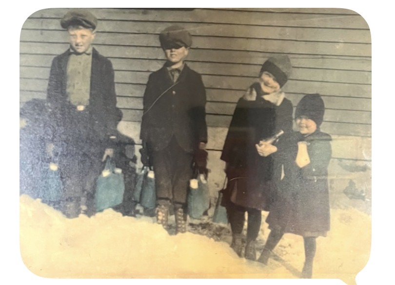The Erickson family delivering milk